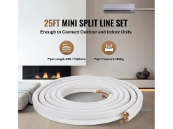 Tubo SucceBuy Kit de Líneas Mini Split 6,4 x 9,5 x 7620 mm Tubo de Cobre para AC con Cable de Conexión
