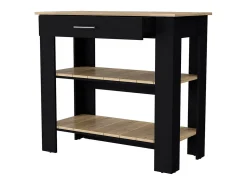 TUHOME Isla de Cocina Brooklyn, Dos Estantes, Un Cajón, Negro / Roble Claro