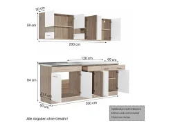 Unidad de cocina 200x84x60 cm aspecto madera roble blanco y gris