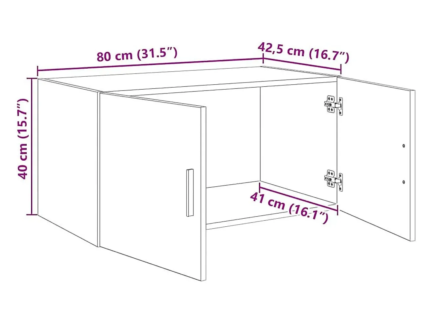 Unidad de pared de roble negro 80 x 42,5 x 40 cm Madera de ingeniería
