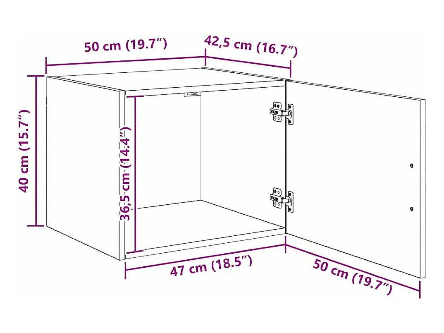 Unidad de pared de roble negro 50 x 42,5 x 40 cm Madera de ingeniería