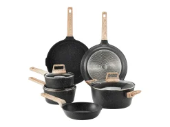 Utensilios de Cocina SucceBuy Juego de Utensilios de Cocina Antiadherentes de Granito de 17 Piezas - Negro