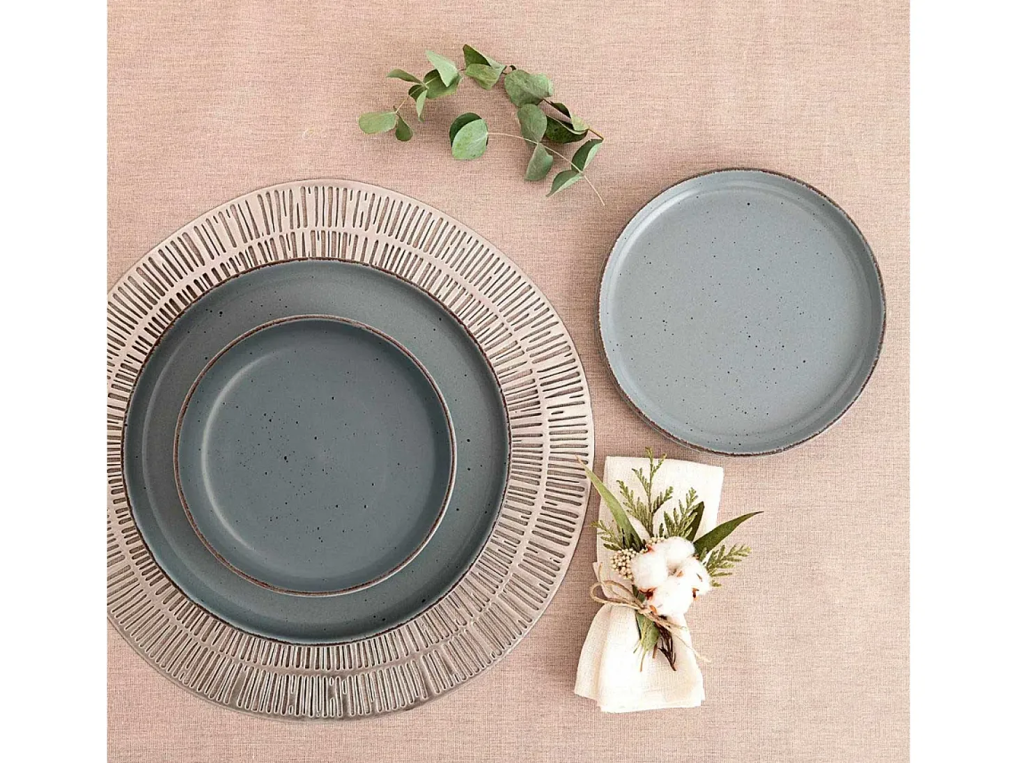 Vajilla Duna Quid 12 piezas 4 servicios diseño elegante gris