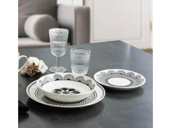 Vajilla Medina La Bouchée 18 piezas 6 servicios porcelana blanco/negro