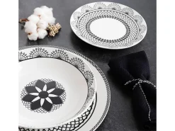 Vajilla Medina La Bouchée 18 piezas 6 servicios porcelana blanco/negro