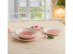 Vajilla Velvet Quid 18 piezas 6 servicios cerámica rosa