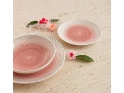 Vajilla Velvet Quid 18 piezas 6 servicios cerámica rosa