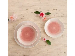 Vajilla Velvet Quid 18 piezas 6 servicios cerámica rosa