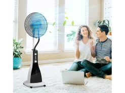 Ventilador con función nebulizador 3L, 90W, 3 modos, temporizador, oscilante, ruedas, negro (44,5x38,5x120cm)