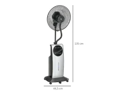 Ventilador con función nebulizador 90W, 3 modos, depósito de 31L, ruedas, mando a distancia, oscilante, negro (44,5x38,5x135cm)