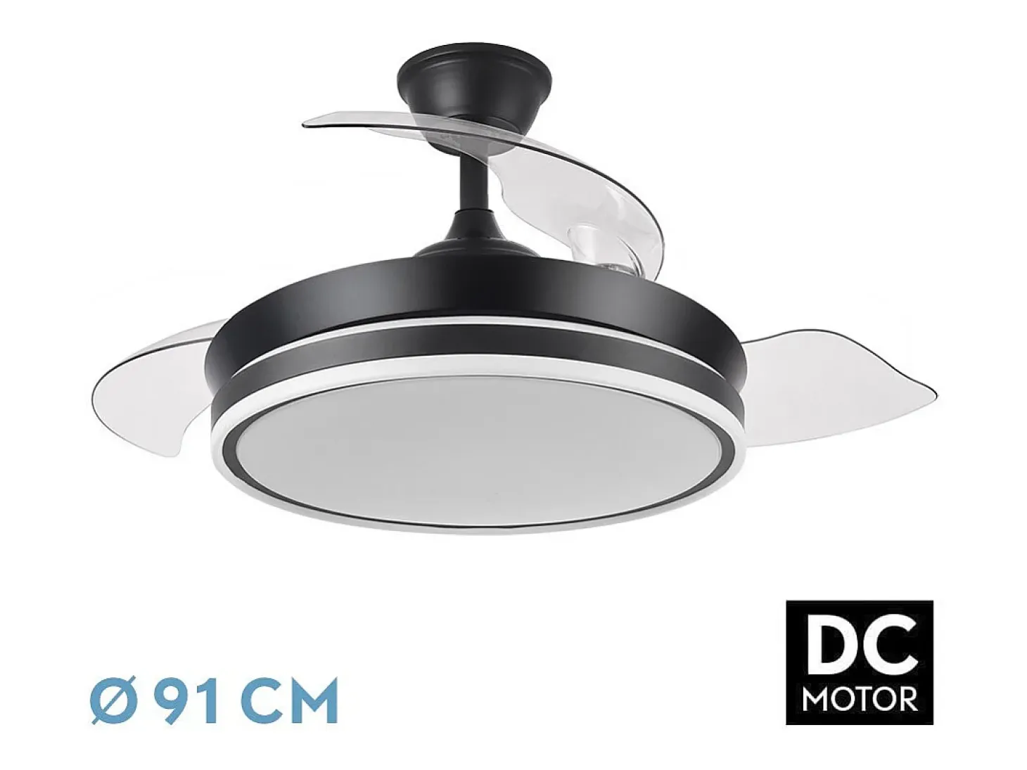 Ventilador Dc Bayomo S Negro Con Cct Regulable Y Memoria De Color
