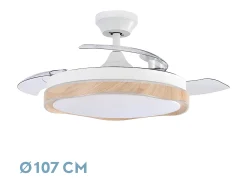 Ventilador Dc Blondi Blanco Led 3 Temperaturas Control Remoto