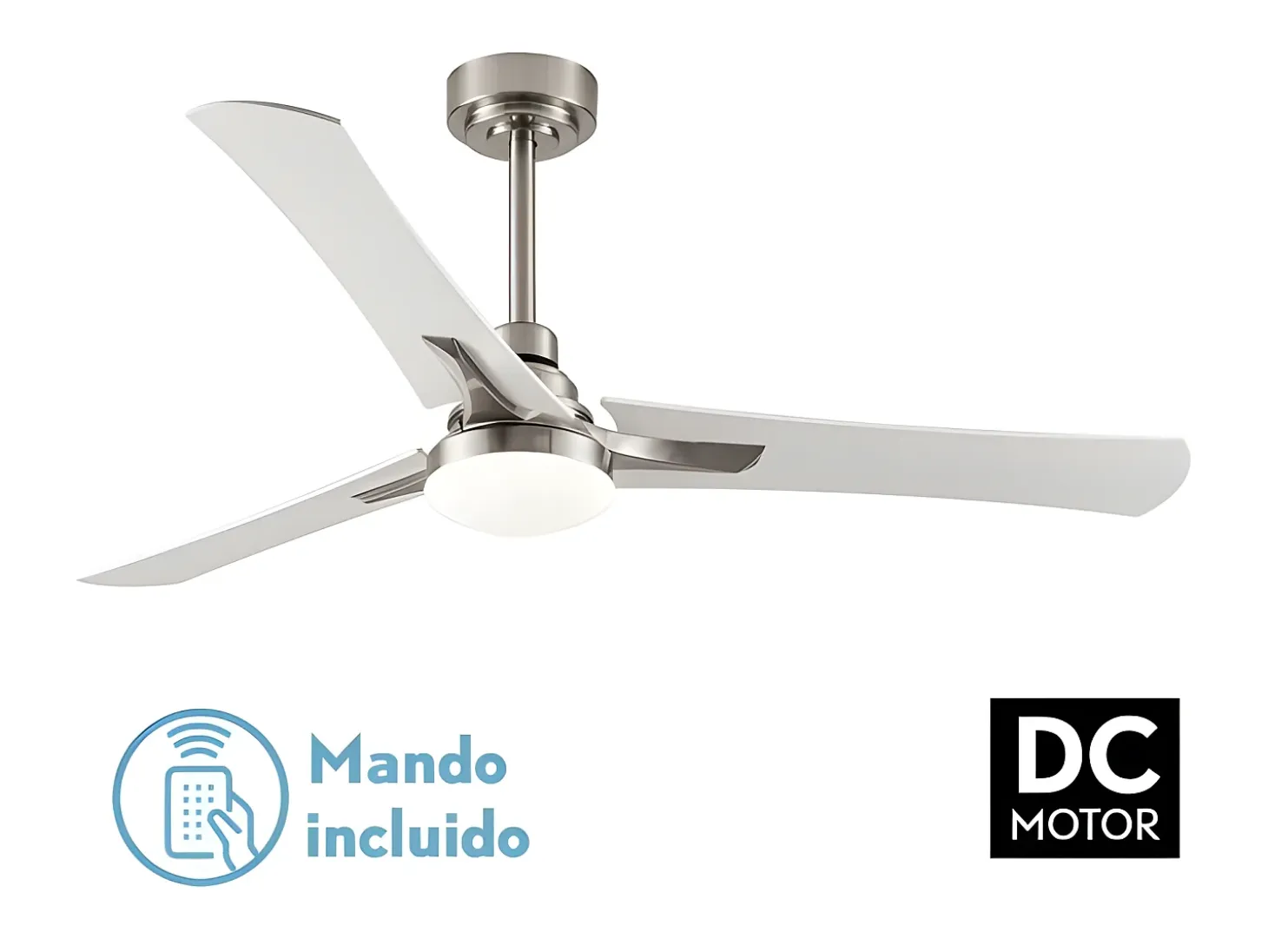 Ventilador Dc Coro Niquel Led Con Temporizador De Apagado