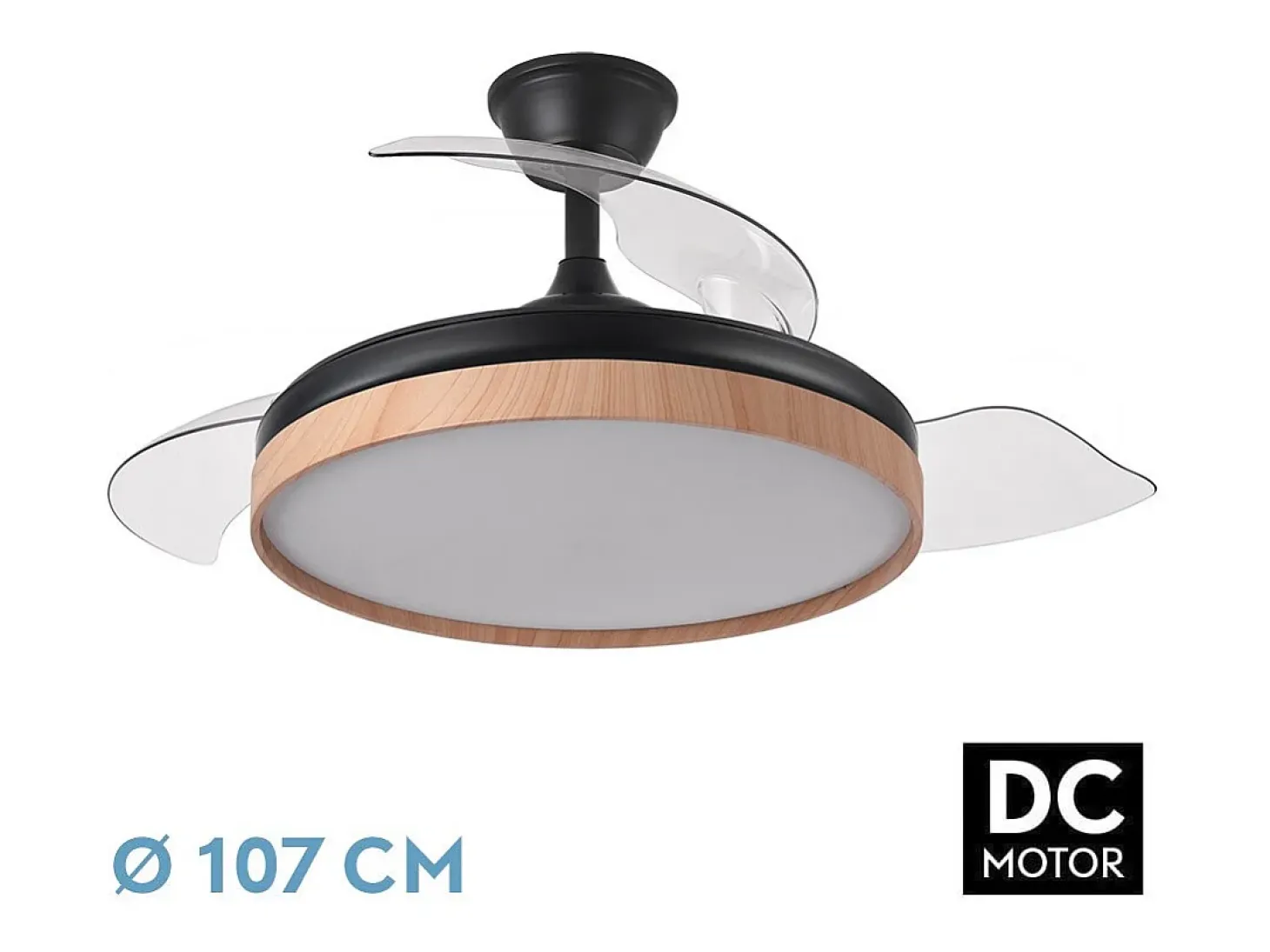 Ventilador Dc Evros L Negro Led Control Remoto Y Memoria Color