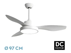 Ventilador Dc Hayate S Blanco Led Integrado Cct Regulable