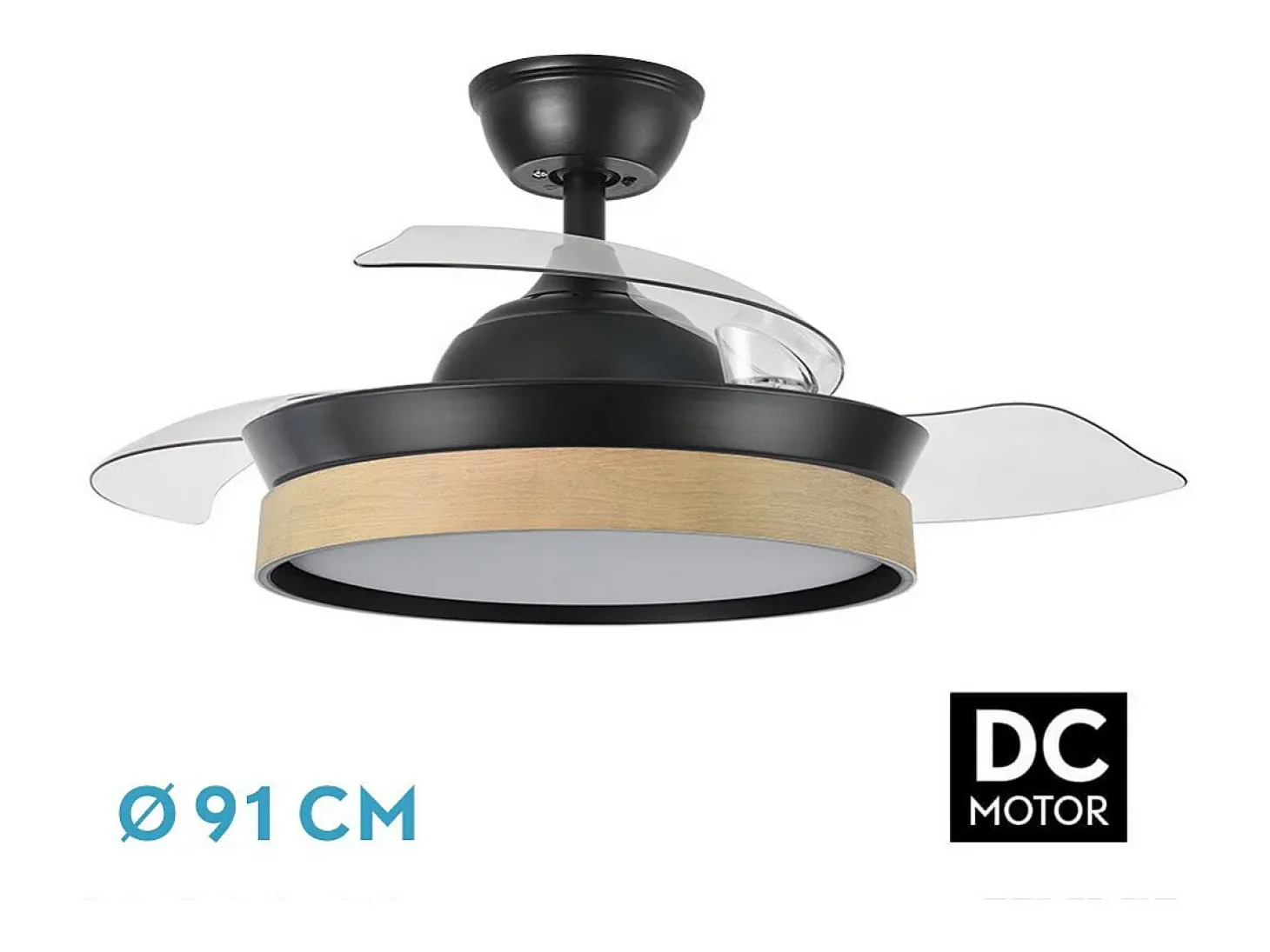 Ventilador Dc Iglu S Negro Led 3 Temperaturas Y Control Remoto