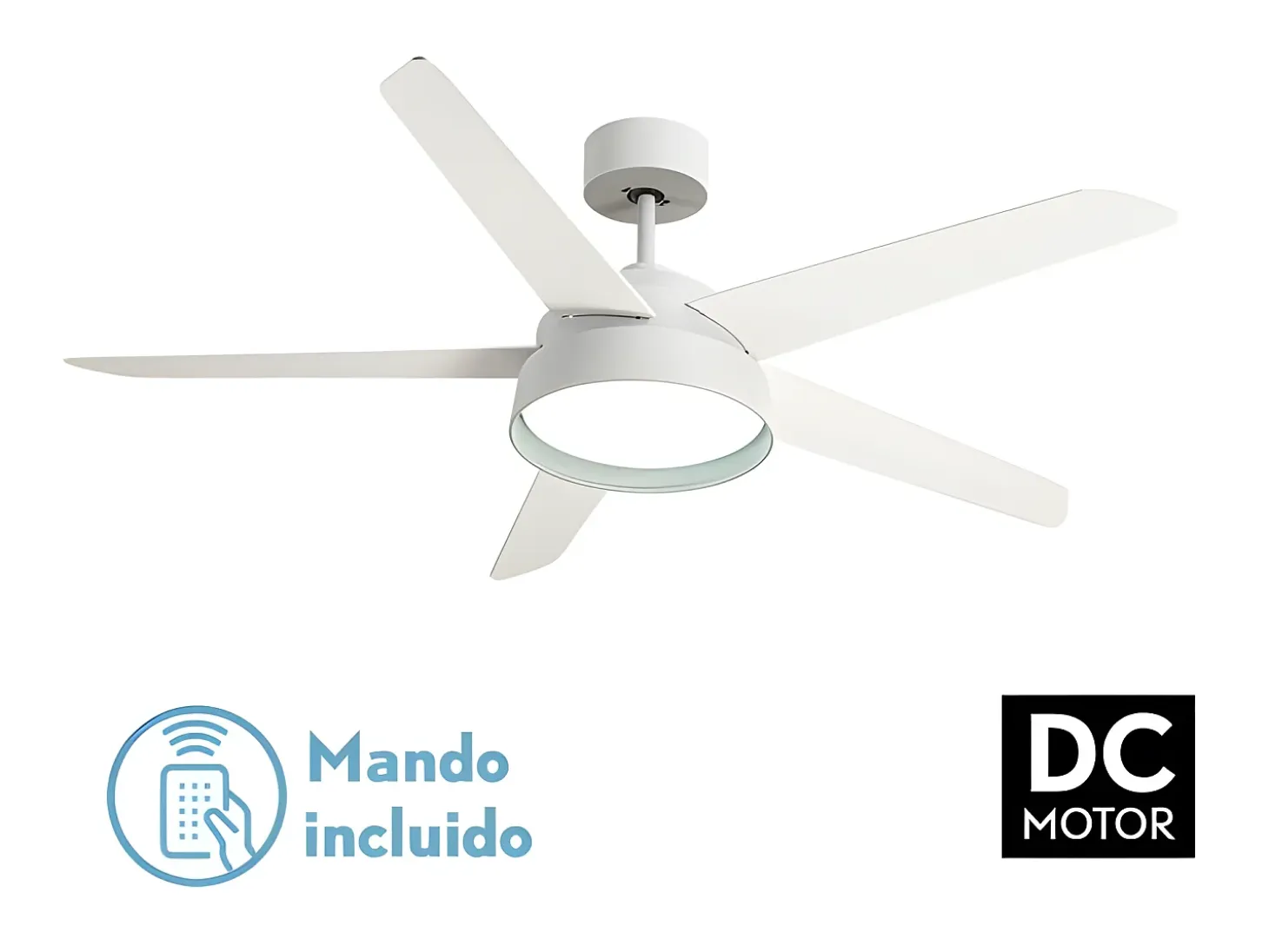 Ventilador Dc Lebeche Blanco Led 3 Temperaturas Control Remoto