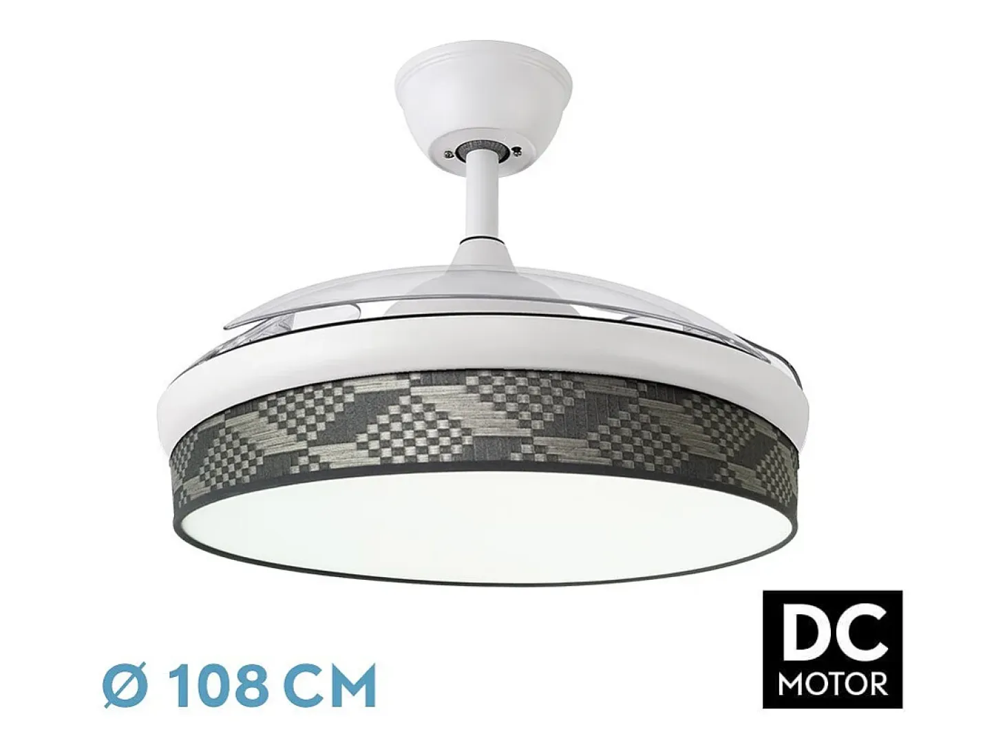 Ventilador Dc Moda Blanco Gris Mando Distancia Funcion Inversa