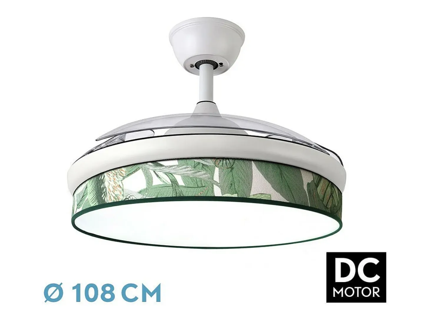 Ventilador Dc Moda Blanco Verde Mando Distancia Funcion Inversa