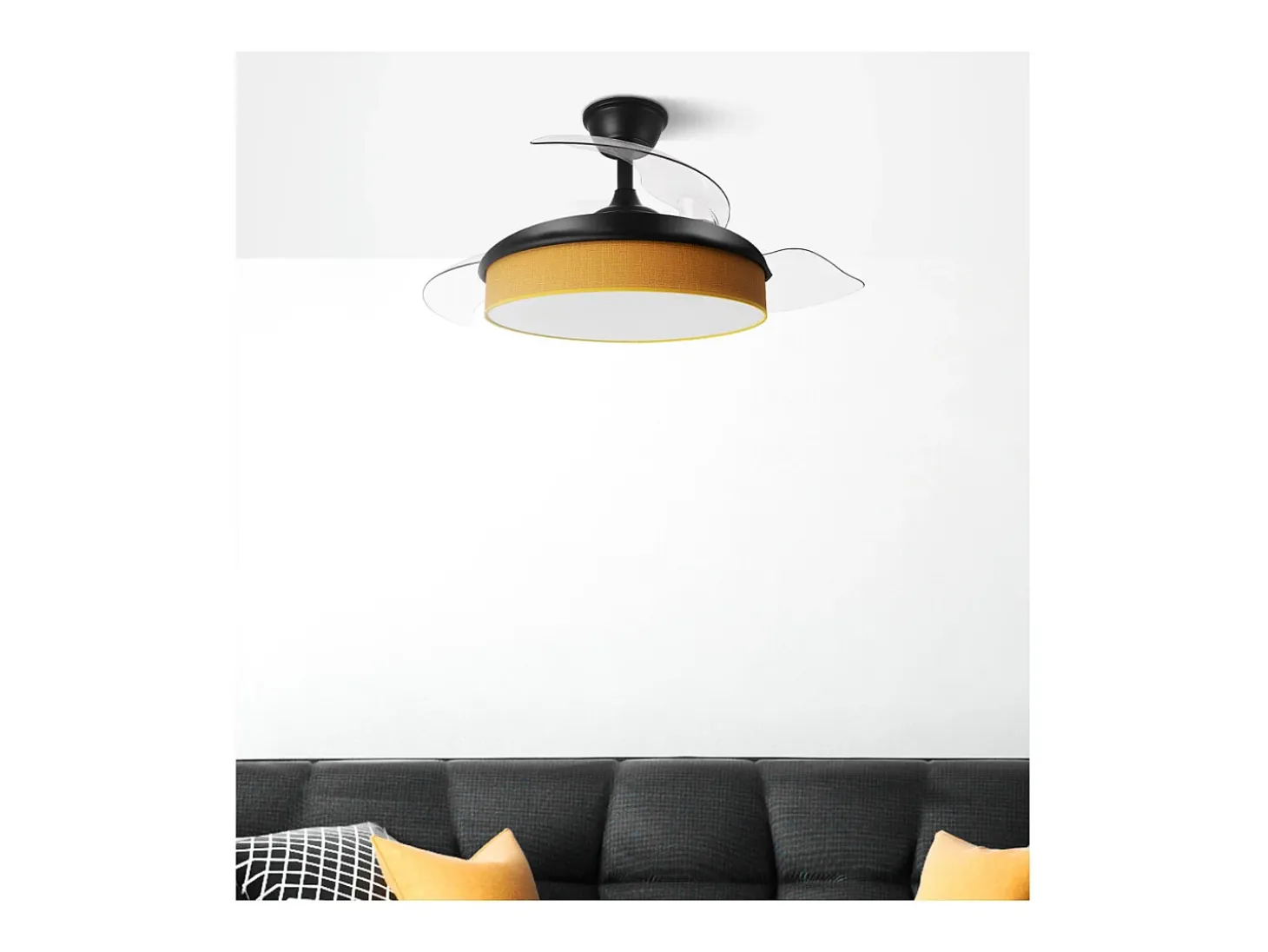 Ventilador DC Moda negro/naranja LED 91 cm con mando