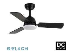 Ventilador Dc Portico Negro Led 20w Control Remoto Con Memoria