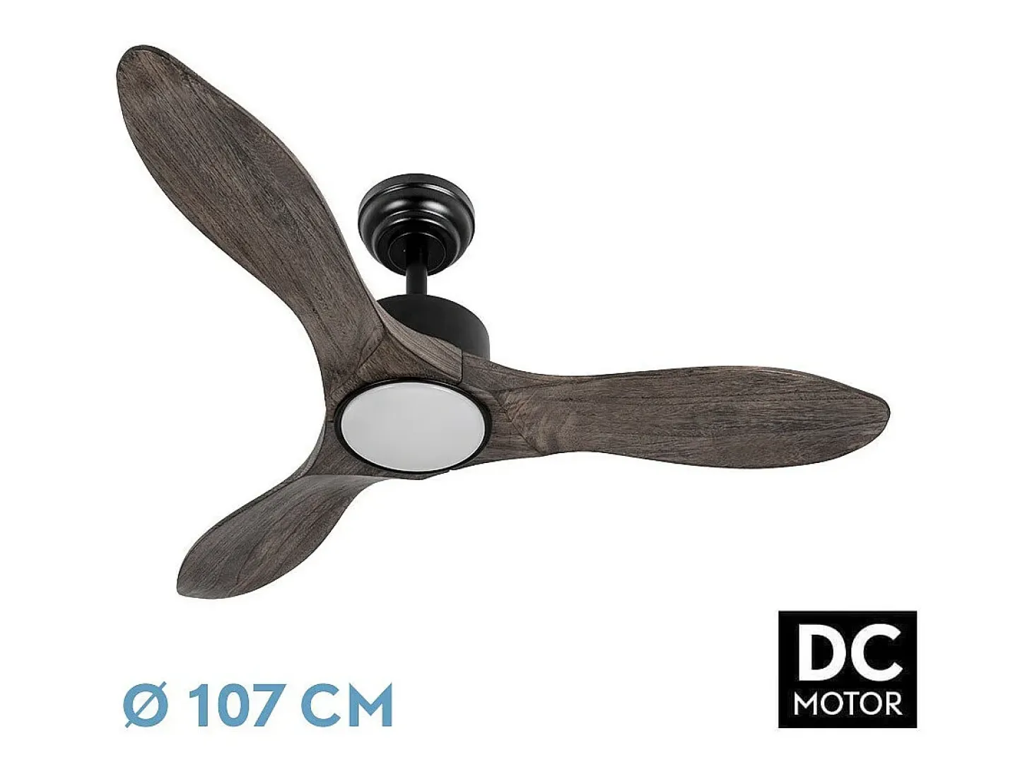 Ventilador Dc Segre Negro Led Dimable Con Memoria Color