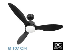 Ventilador Dc Serpa Negro Led Dimable Y Cct Regulable