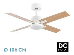 Ventilador Dc Talco Blanco 4 Aspas Led 3 Temperaturas