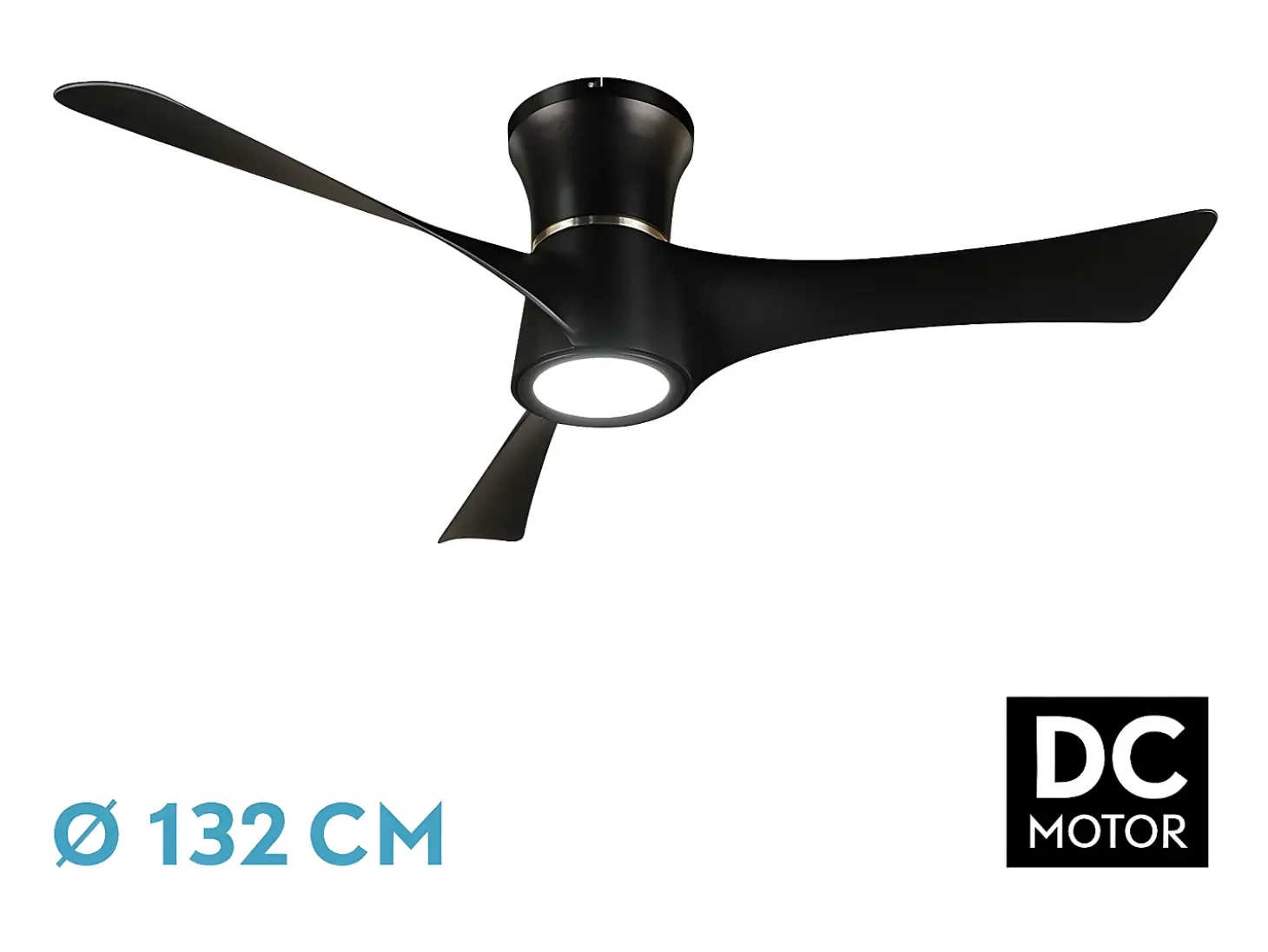 Ventilador Dc Tianas Negro Led Mando A Distancia Intensidad Regulable