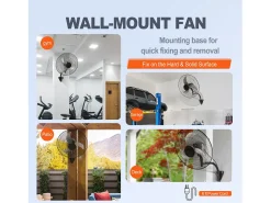 Ventilador de Pared SucceBuy, 44cm, 4000 CFM, 3 Velocidades, Negro, para Refrigerar Almacenes, Invernaderos, Talleres, Patios y Sótanos