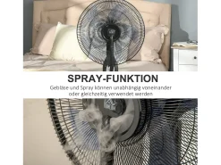 Ventilador de pedestal 2 en 1 con nebulizador de 2,8 L, función de nebulización, de metal, 120 cm de altura, negro (44,5 x 44,5 x 120 cm)