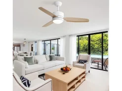 Ventilador de techo 46" con luces, 3 aspas de ABS, motor CC 6 velocidades, control remoto, para dormitorio, sala y oficina (116,8x116,8x54cm)