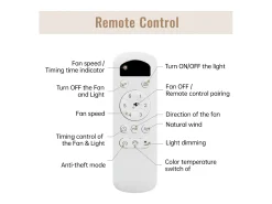 Ventilador de techo beige - Ventilador de techo con luz LED y 3 aspas de ABS - 6 tipos de ventiladores con control remoto - para sala de estar