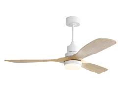 Ventilador de Techo Blanco - Ventilador de Techo con Luz LED y Control Remoto de 6 Velocidades - 3 aspas de madera - para Sala de estar