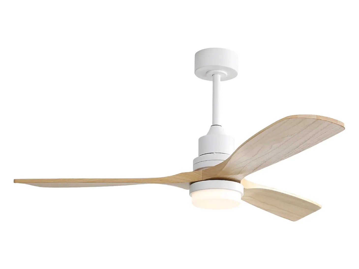 Ventilador de Techo Blanco - Ventilador de Techo con Luz LED y Control Remoto de 6 Velocidades - 3 aspas de madera - para Sala de estar