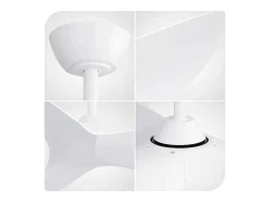 Ventilador de techo blanco con control remoto de 6 velocidades y aspas de ABS para dormitorio y sala de estar.