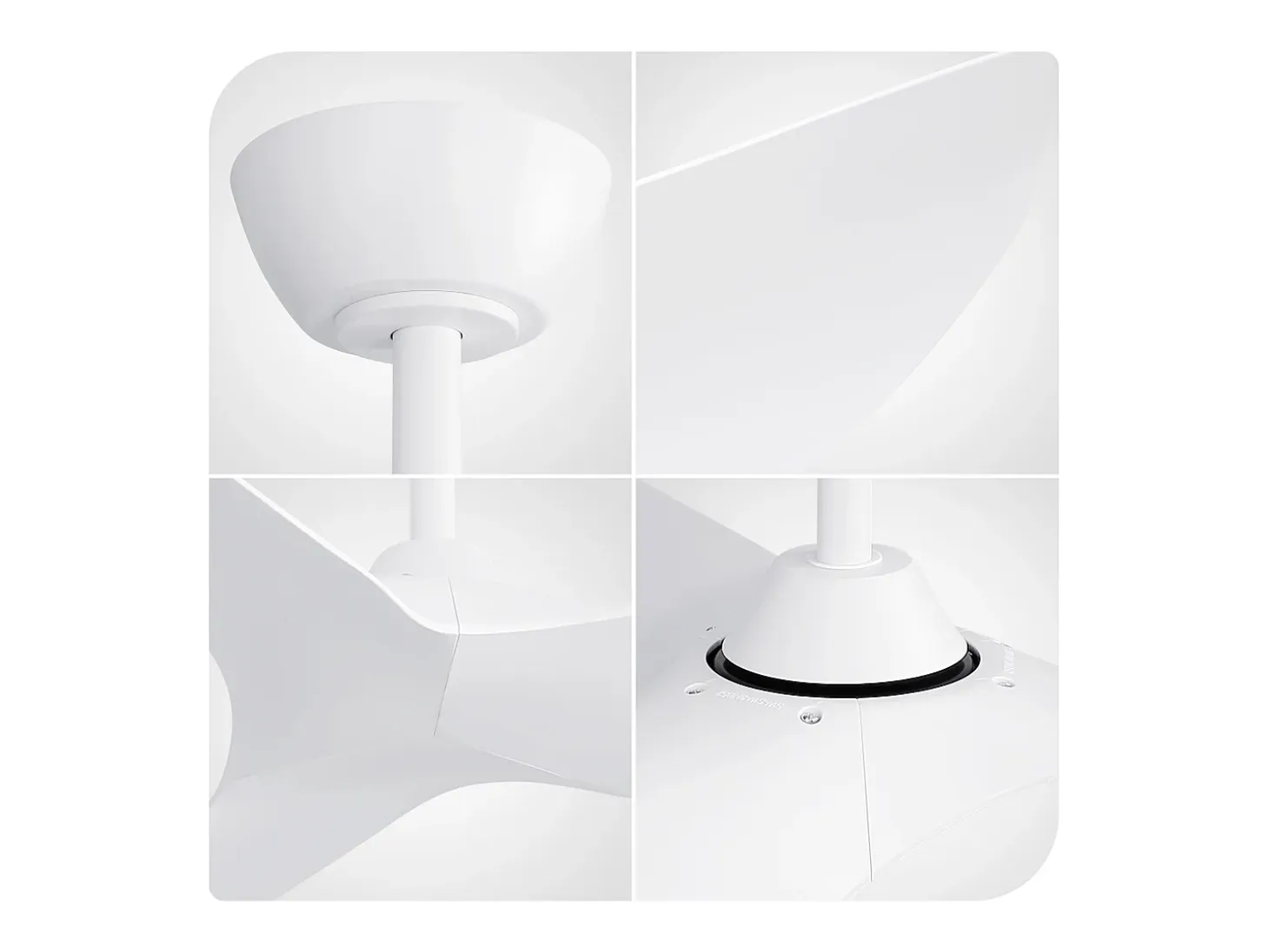 Ventilador de techo blanco con control remoto de 6 velocidades y aspas de ABS para dormitorio y sala de estar.