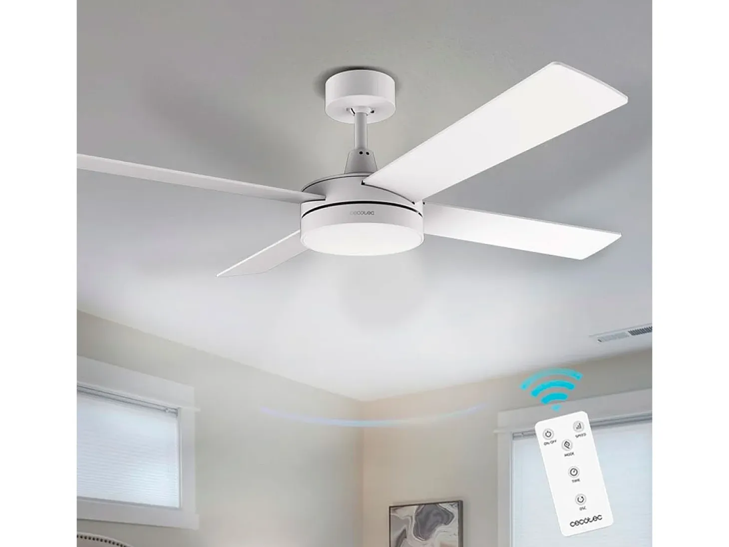 Ventilador de techo Cecotec EnergySilence Aero 5200 White Line 60W 4 aspas negro Ø132 cm