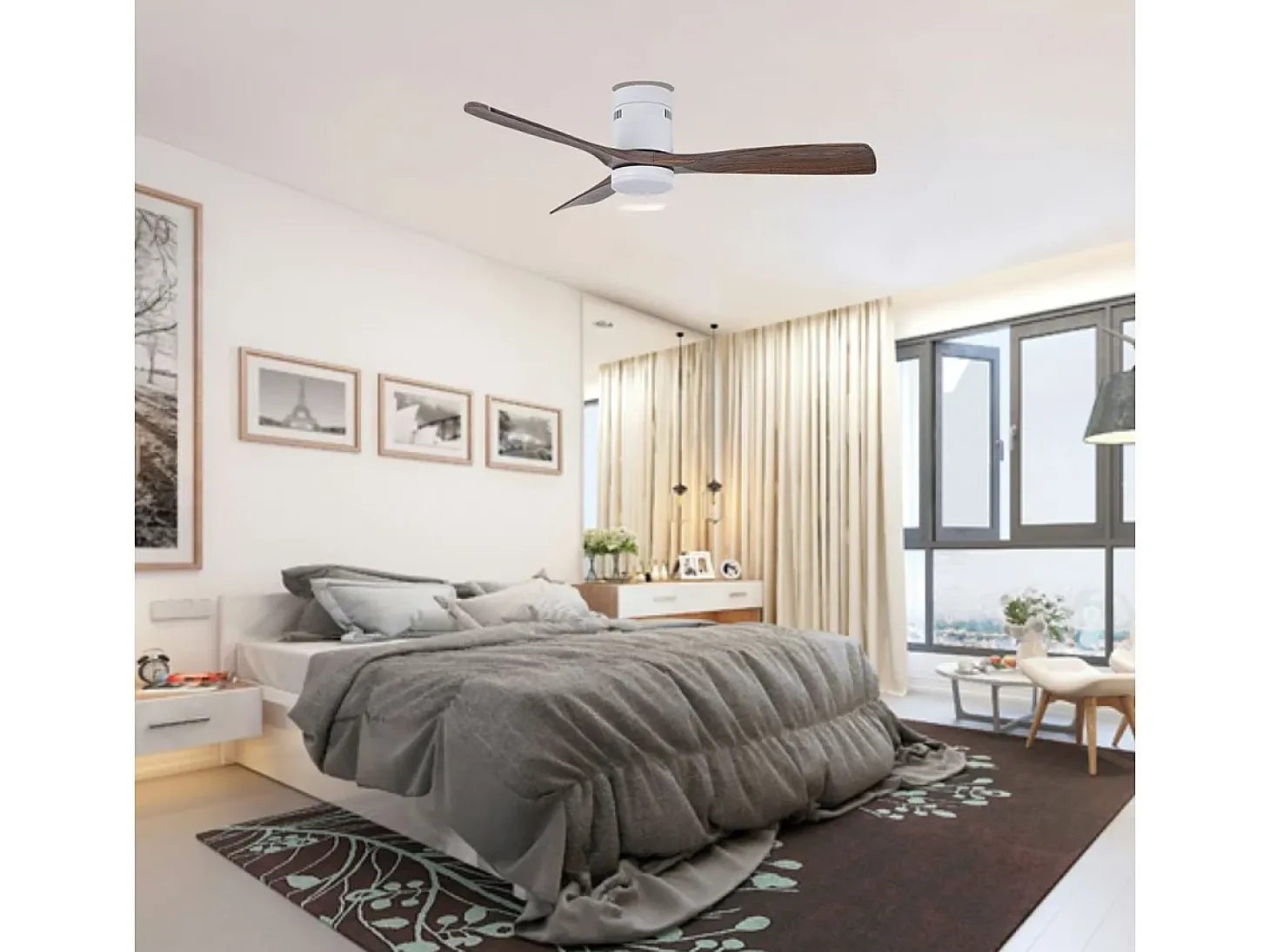 Ventilador de techo Cefiro On Bel Air 40W 3 aspas con luz LED blanco/roble Ø130 cm