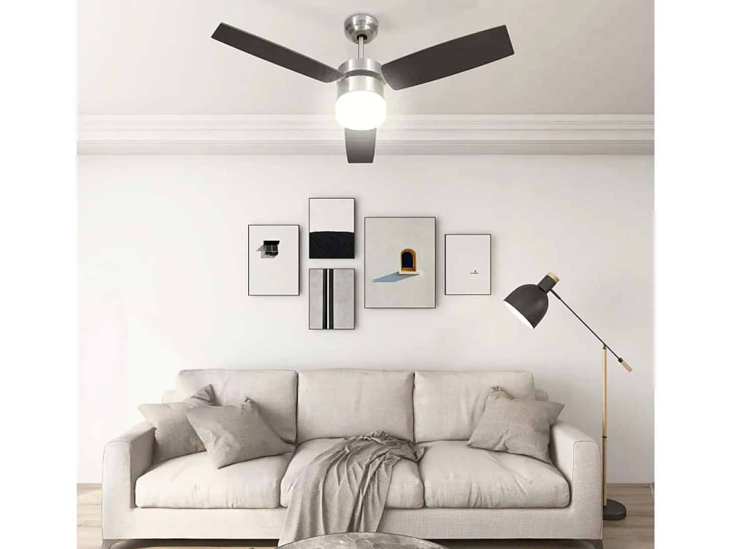 Ventilador de techo con luz con mando marrón oscuro 108 cm ES688622