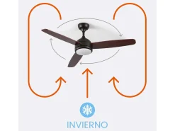 Ventilador de Techo con Luz 3 Aspas 56W 6 Velocidades Vermont Madera Oscura Thinia Home