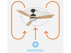 Ventilador de Techo con Luz 3 Aspas 56W 6 Velocidades Nueva York Negro Thinia Home