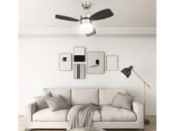 Ventilador de techo con luz con mando marrón oscuro 76 cm ES392597