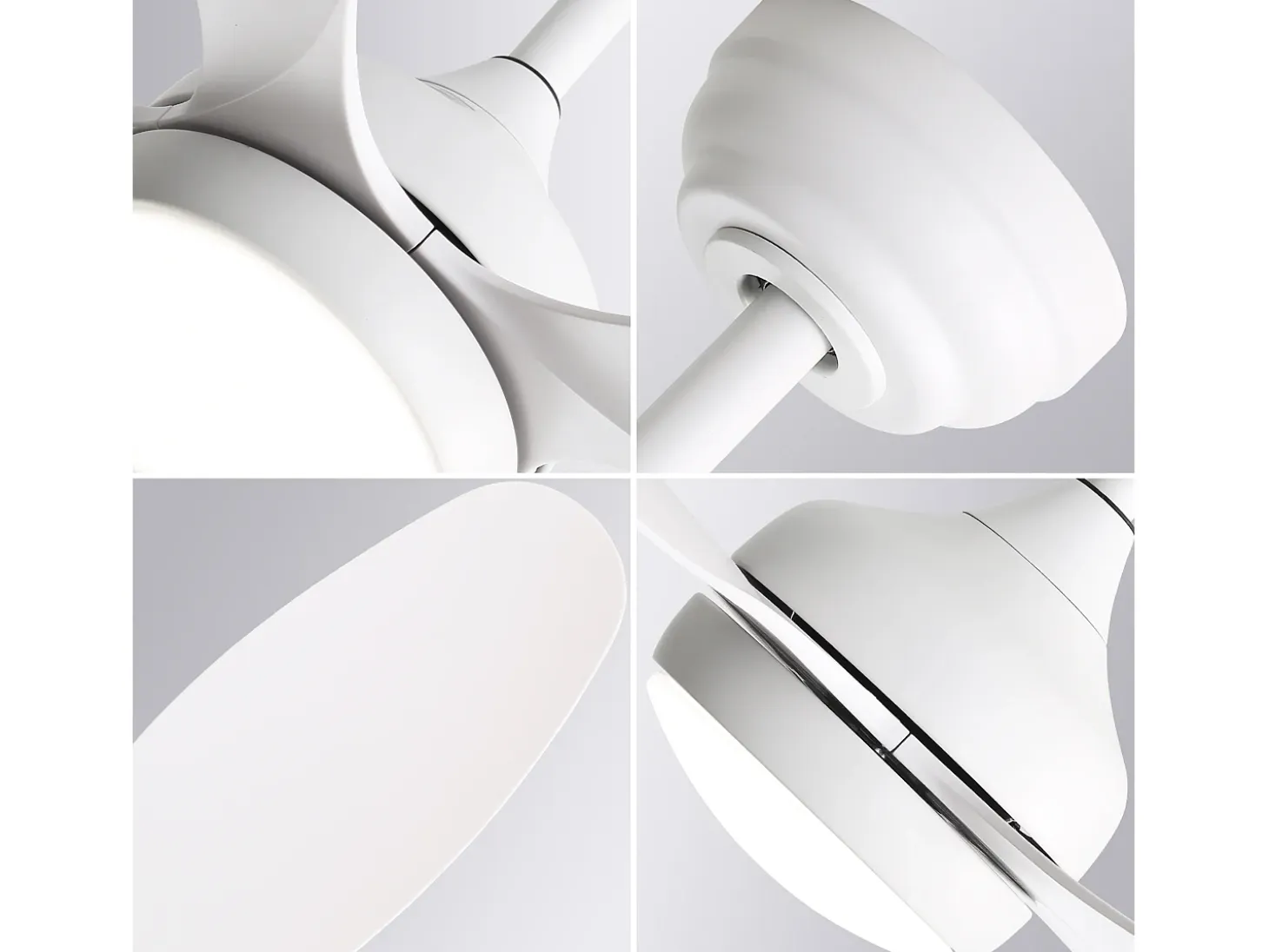 Ventilador de techo con luz, mando a distancia, 6 velocidades, motor DC reversible, ABS, blanco (106,6x106,6x47,5 cm)