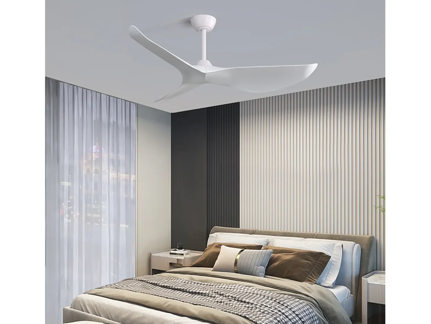 Ventilador de techo de 52" - Con control remoto de 6 velocidades - 3 aspas de ABS - Blanco
