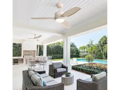 Ventilador de techo de 116,8 cm, 3 aspas de ABS con LED, 6 velocidades, motor CC reversible, beige