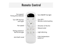 Ventilador de techo de 52 pulgadas - Ventilador de techo con luz LED y control remoto - 6 velocidades, 3 aspas - para sala de estar