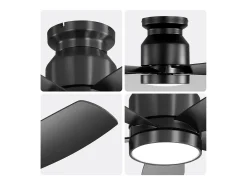 Ventilador de techo de 42 pulgadas con iluminación LED de 18 W, control remoto, 5 aspas de ABS, motor CC reversible, color negro (106,68 x 106,68 x 23,11 cm)