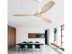 Ventilador de techo de madera de 52 pulgadas - Ventilador de techo con control remoto, 6 velocidades y 3 aspas - para sala de estar