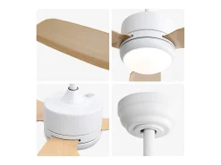 Ventilador de techo de madera - Ventilador de techo para sala de estar con 6 velocidades y 3 aspas de ABS - Iluminación LED